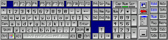 My-T-Soft TS On screen Keyboard, US Standard 104 Keyboard Layout with Edit, Numeric & Control Panel Opened in size 8